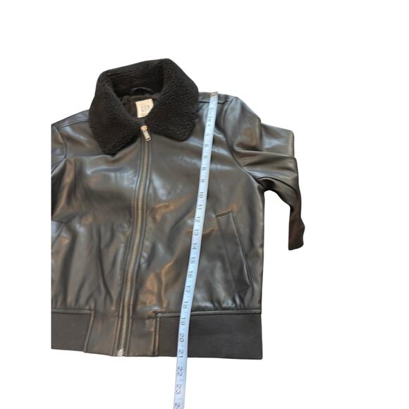 Gap Faux Leather Bomber Jacket Black Punk Emo Casual Sherpa Collar Small - Picture 12 of 12